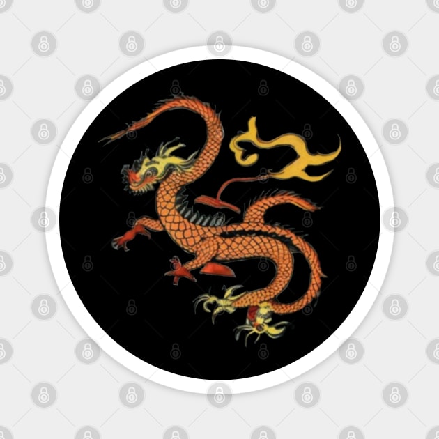 Orange japanese dragon Magnet by redsunflower